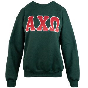 alpha chi omega sorority women's green crewneck sweatshirt